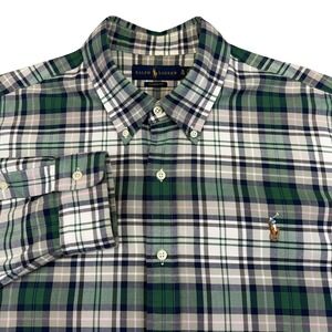 Ralph Lauren Shirt Mens XL Green Plaid Classic Fit Button Down Long Sleeve Pony